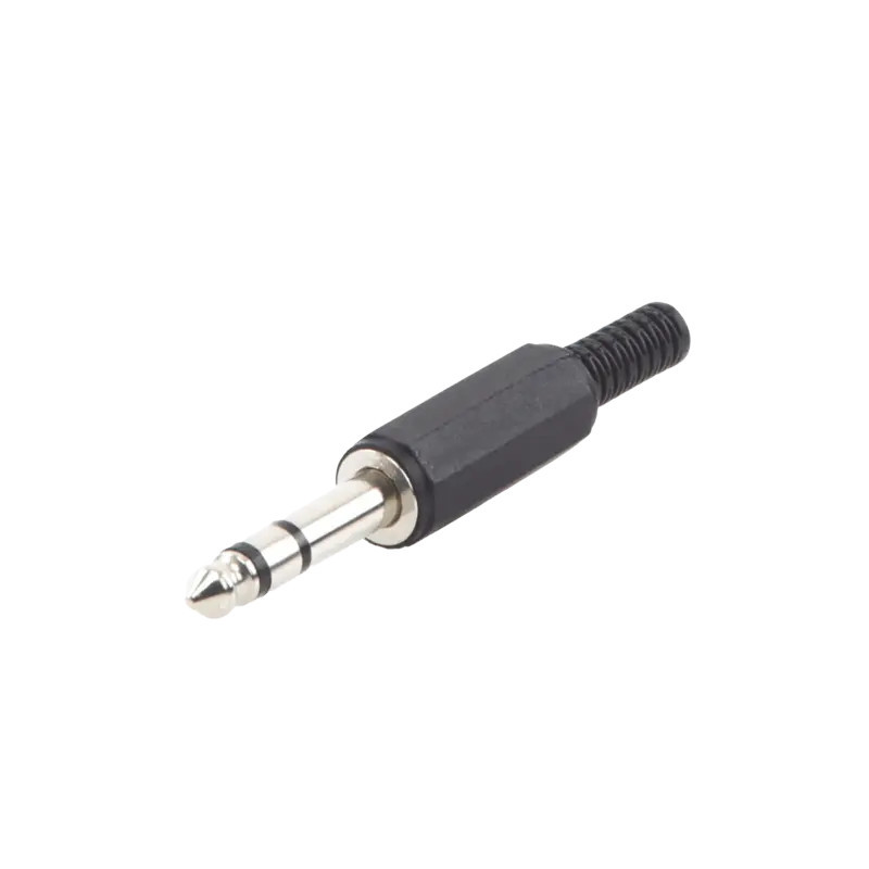 Conector macho de 6,3 mm con funda de plastic Conector macho de 6,3 mm con funda de plastic