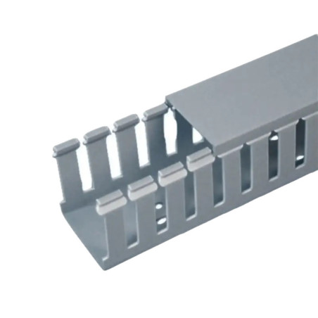 Canaleta Ranurada de PVC con Tapa, Tipo F, 82.6 mm