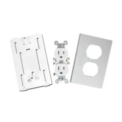 Contacto eléctrico doble, soporte y tapa de PVC au