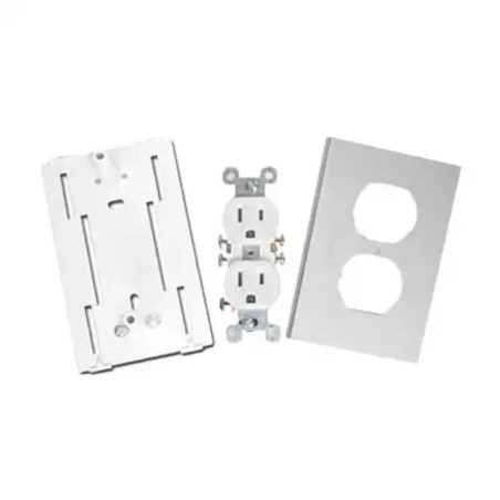 Contacto eléctrico doble, soporte y tapa de PVC au