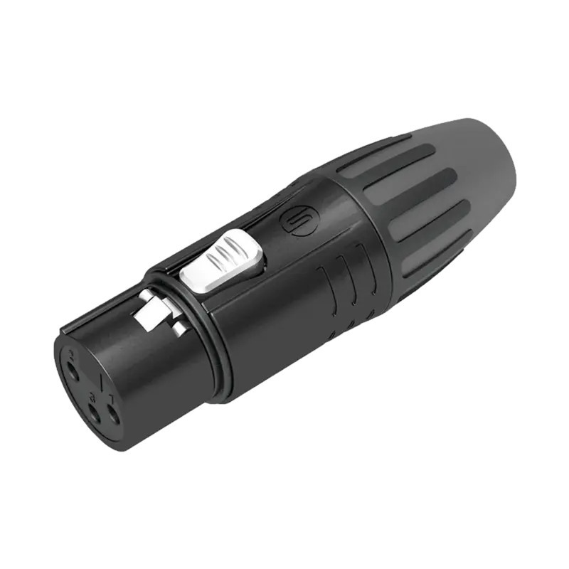 Conector XLR hembra  Carcasa Enchapada en Negro  C Conector XLR hembra  Carcasa Enchapada en Negro  C