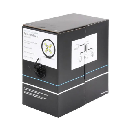 Bobina de cable de 305 m, Cat5e, color negro, sin