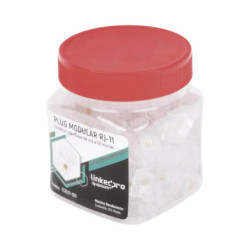 Bote con 100 piezas de plug modular tipo RJ11 de 4