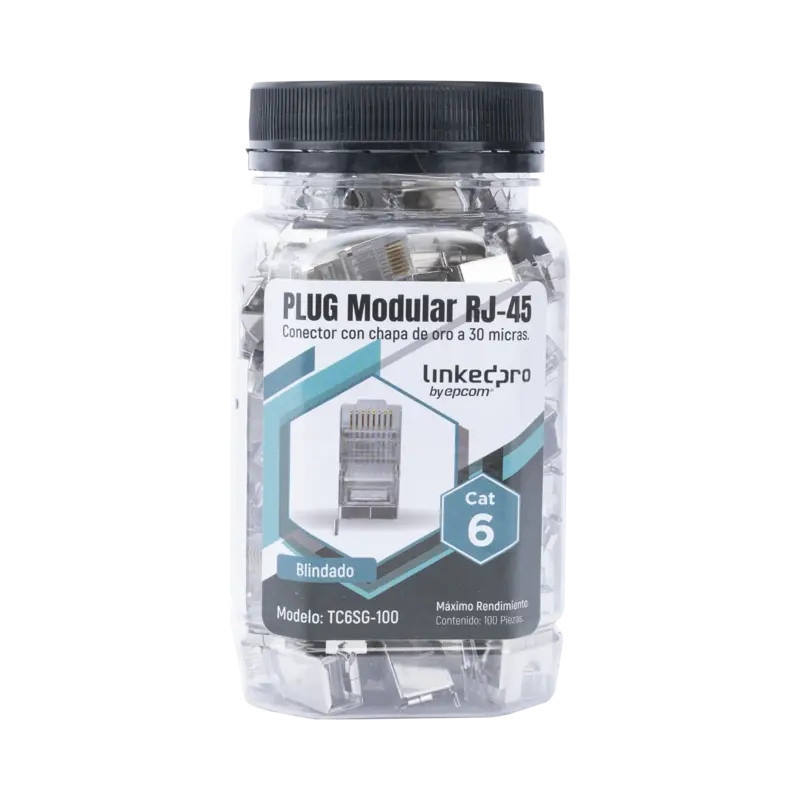 Bote con 100 Piezas de Plug Modular RJ45 Cat6 Bote con 100 Piezas de Plug Modular RJ45 Cat6