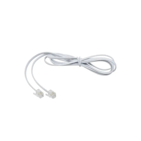 Cable telefónico RJ11, plano, color blanco, 1