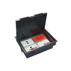 Caja de piso para cuatro módulos universales