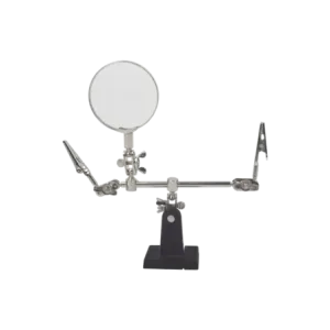 Soporte con lupa y dos brazos con clip. Ideal para