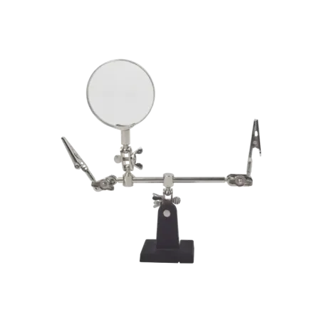 Soporte con lupa y dos brazos con clip. Ideal para