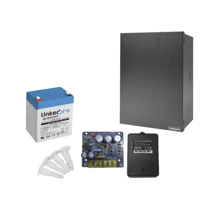 Kit con fuente PLB3 con salida de 12 Vcc a 4 Amper Kit con fuente PLB3 con salida de 12 Vcc a 4 Amper