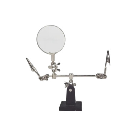 Soporte con lupa y dos brazos con clip Ideal