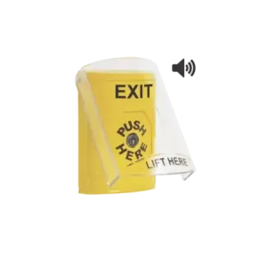 Botón de Salida, Texto en Ingles, Tapa Protectora