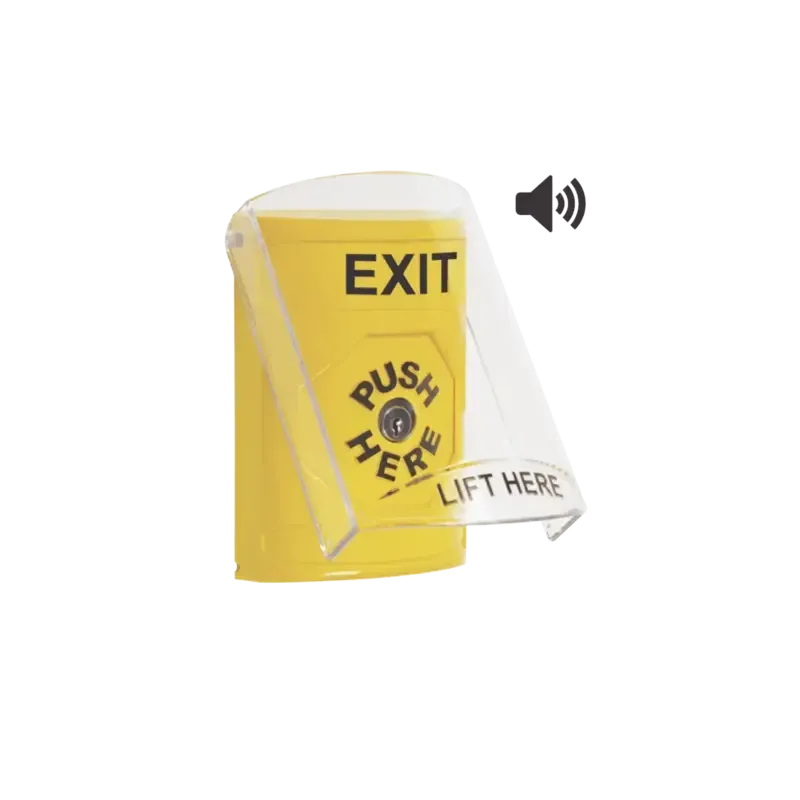 Botón de Salida, Texto en Ingles, Tapa Protectora Botón de Salida, Texto en Ingles, Tapa Protectora