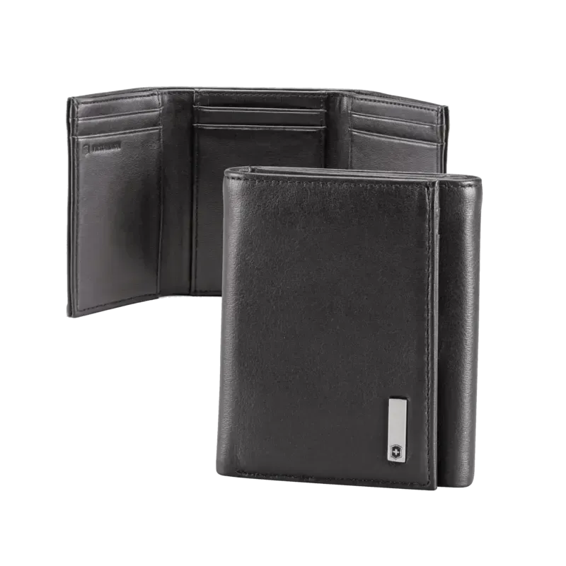 Cartera Athens Negra de Piel con Compartimento de Cartera Athens Negra de Piel con Compartimento de