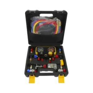 Manómetro de 4 vías con Accesorios para Gas refrig