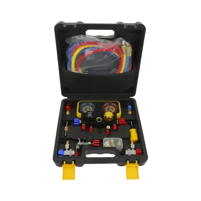 Manómetro de 4 vías con Accesorios para Gas refrig Manómetro de 4 vías con Accesorios para Gas refrig
