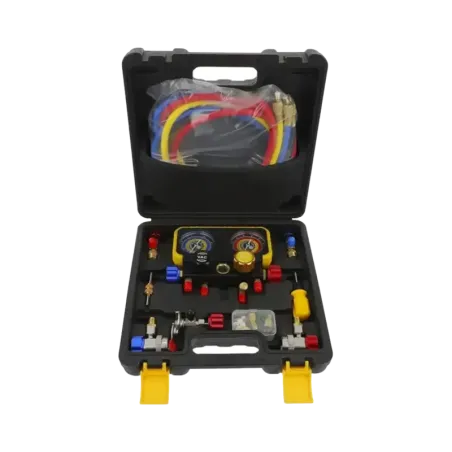 Manómetro de 4 vías con Accesorios para Gas refrig