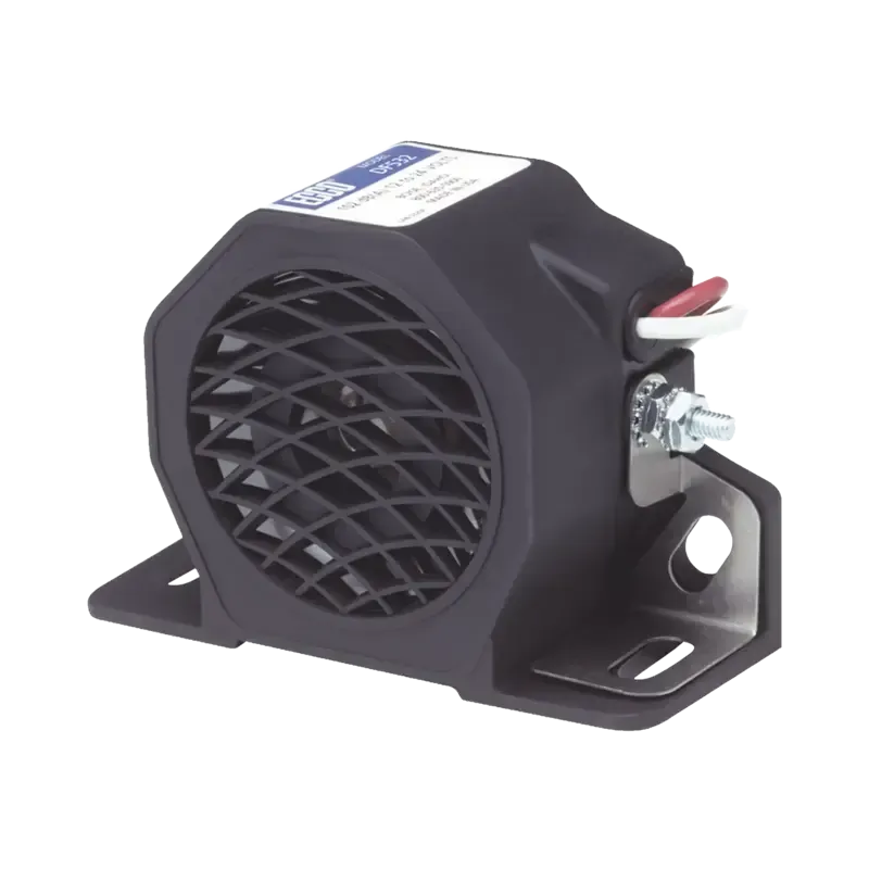 Alarma de reversa y doble tono, 12-24 Vcc, 102 dBA Alarma de reversa y doble tono, 12-24 Vcc, 102 dBA