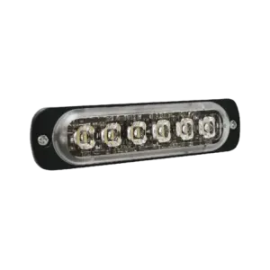 Luz Auxiliar de 6 LED, Ambar, Bisel Negro, Lente T