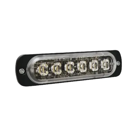 Luz Auxiliar de 6 LED, Ambar, Bisel Negro, Lente T