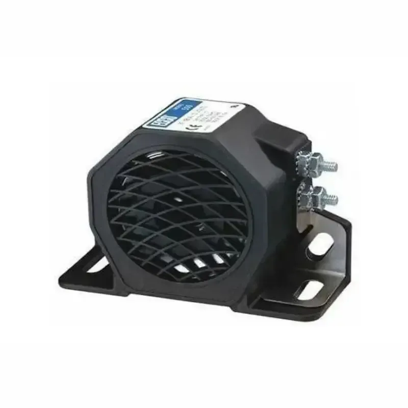 Alarma de reversa vehicular, 12-80 Vcc, 87 dBA Alarma de reversa vehicular, 12-80 Vcc, 87 dBA