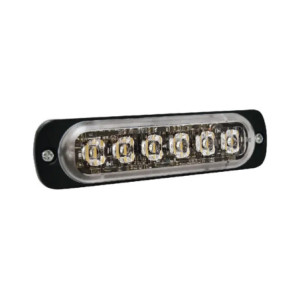 Luz Auxiliar de 6 LED, Roja, Bisel Negro, Len
