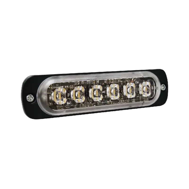 Luz Auxiliar de 6 LED, Roja, Bisel Negro, Len