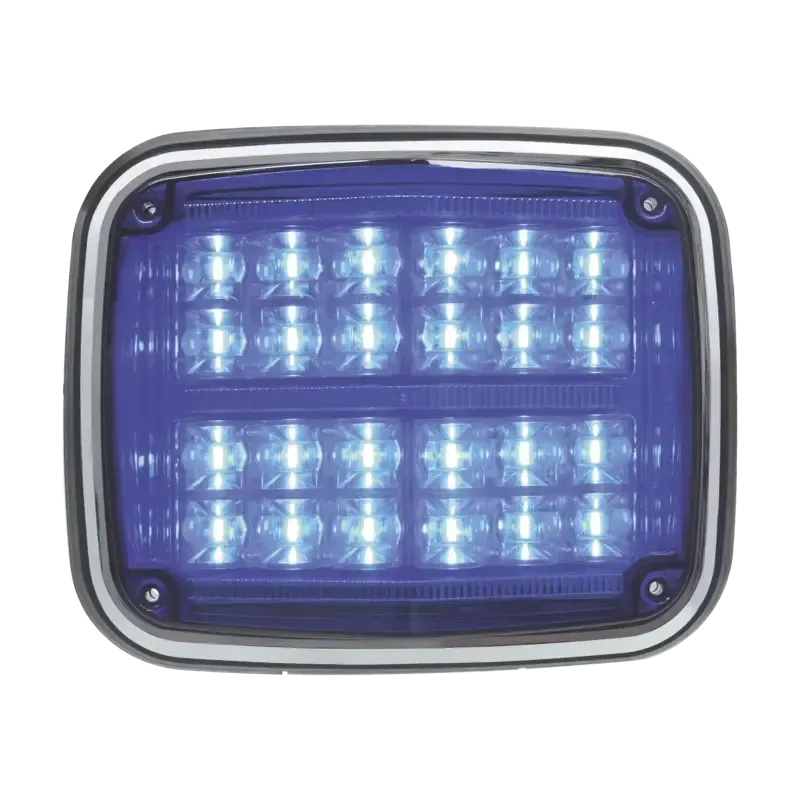 Luz de advertencia de 8 X 6in, Color Azul, SAE,  I Luz de advertencia de 8 X 6in, Color Azul, SAE,  I