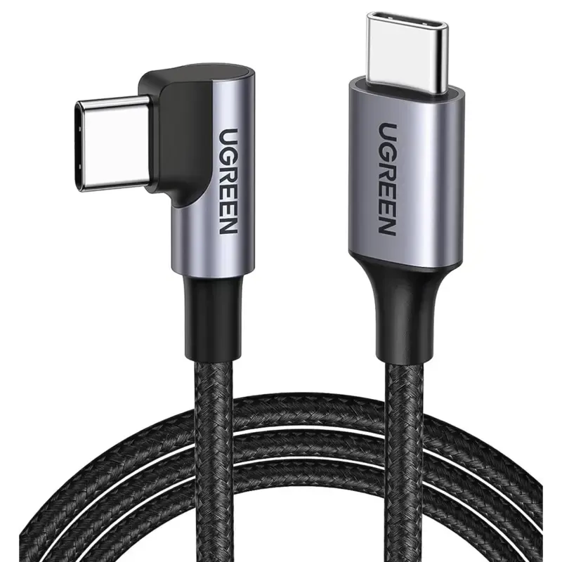 Cable USB-C a USB-C  1 Metro  Conector con Ángulo Cable USB-C a USB-C  1 Metro  Conector con Ángulo