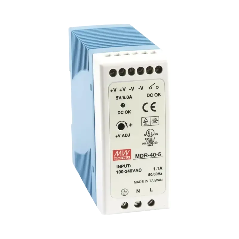 Fuente de poder Industrial Riel Din 5Vcc, 40W Fuente de poder Industrial Riel Din 5Vcc, 40W