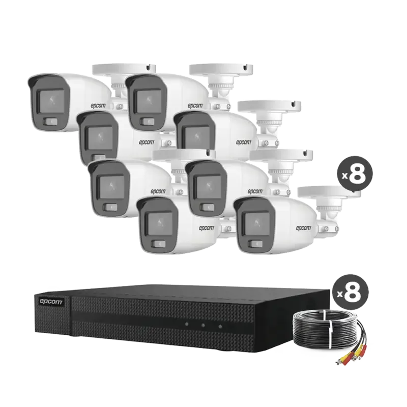 Kit TurboHD 1080pDVR 8 Canales8 Cámaras Bala Color Kit TurboHD 1080pDVR 8 Canales8 Cámaras Bala Color