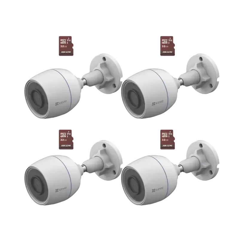 Kit de Camaras WiFi, Incluye 4 Piezas CS-H3C y 4 P Kit de Camaras WiFi, Incluye 4 Piezas CS-H3C y 4 P