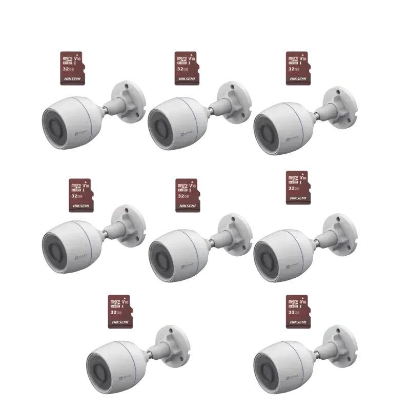 Kit de Camaras WiFi, Incluye 8 Piezas CS-H3C y 8 P Kit de Camaras WiFi, Incluye 8 Piezas CS-H3C y 8 P