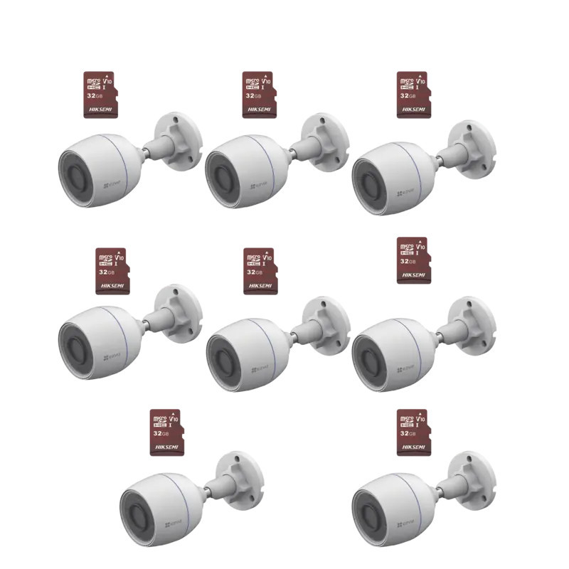 Kit de Camaras WiFi, Incluye 8 Piezas CS-H3C Kit de Camaras WiFi, Incluye 8 Piezas CS-H3C