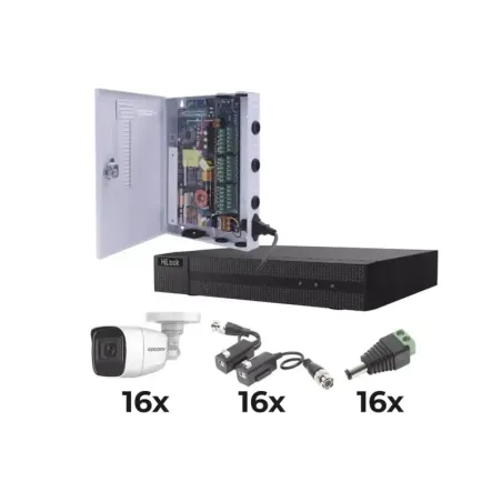 KIT TurboHD 1080pDVR 16 Canales16 Cámaras Bala Pol
