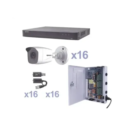 KIT TurboHD 1080pDVR 16 Canales16 Cámaras Bala ext