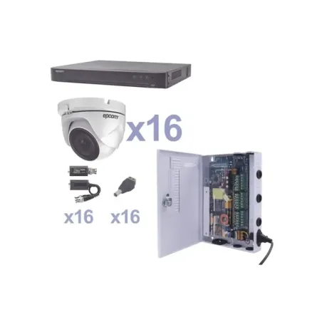 KIT TurboHD 1080pDVR 16 Canales16 Cámaras Eyeball