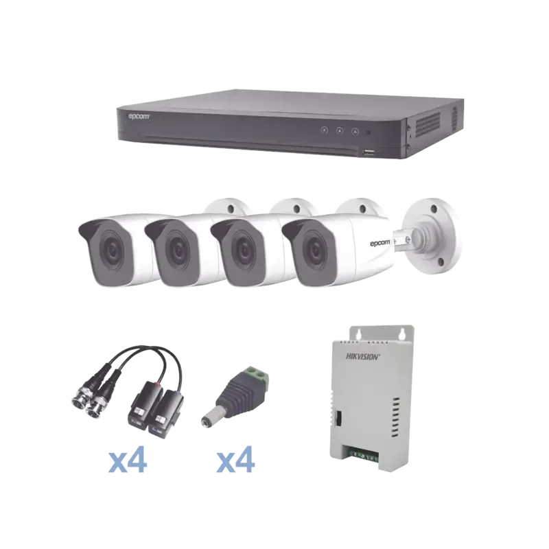 KIT TurboHD 1080pDVR 4 Canales4 Cámaras Bala Metál KIT TurboHD 1080pDVR 4 Canales4 Cámaras Bala Metál