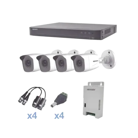 KIT TurboHD 1080pDVR 4 Canales4 Cámaras Bala Metál