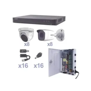 KIT TurboHD 1080pDVR 16 Canales8 Cámaras Bala exte