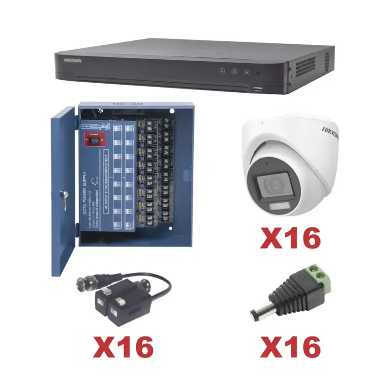 KIT TurboHD 1080pDVR 16 Canales16 Cámaras Turret c