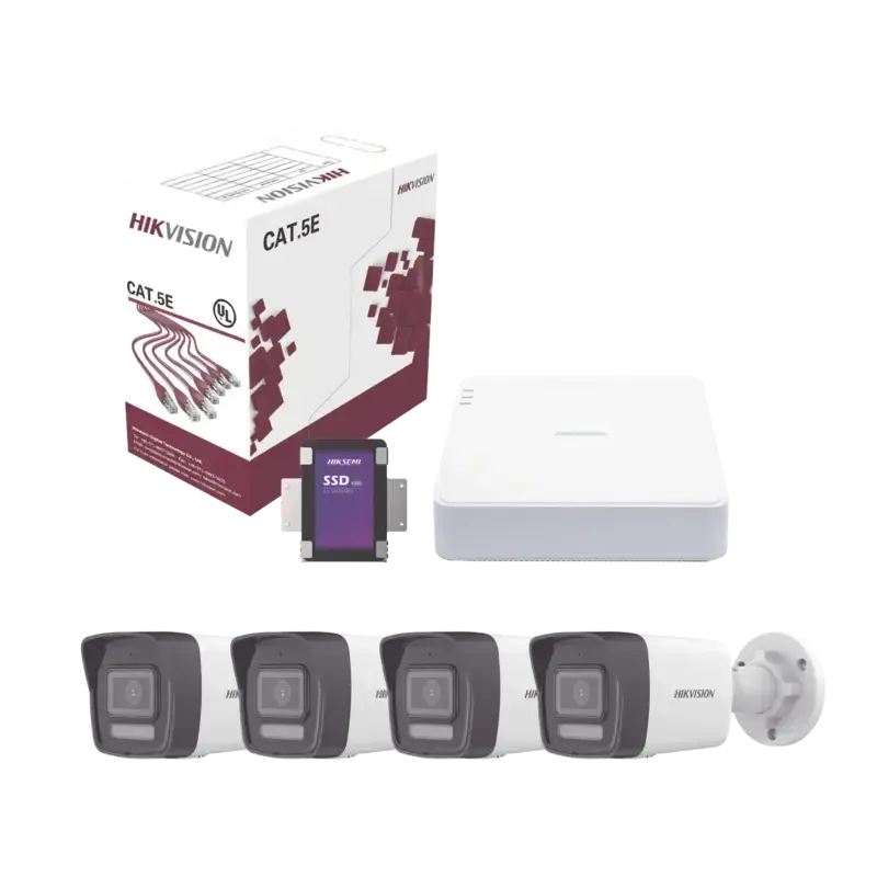 Kit IP 4 MegapixelNVR de 4 Canales con 4 Puertos P Kit IP 4 MegapixelNVR de 4 Canales con 4 Puertos P