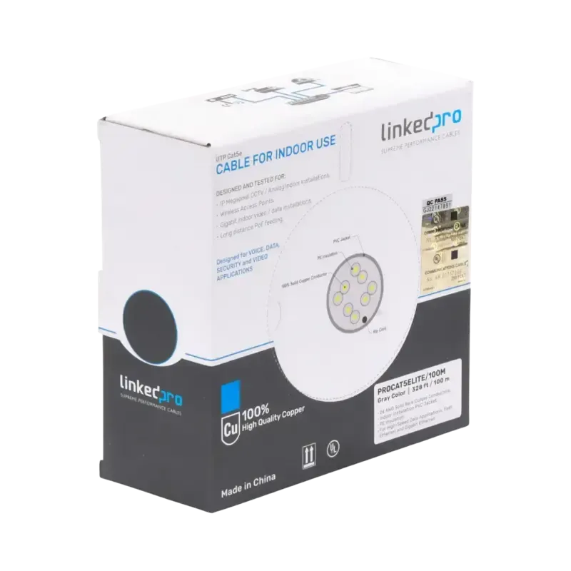 Bobina de cable de 100m, Cat5e, 24 AWG, color Gris Bobina de cable de 100m, Cat5e, 24 AWG, color Gris