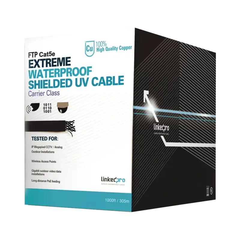 Bobina de cable de 305 m, Cat5e, color negro, sin Bobina de cable de 305 m, Cat5e, color negro, sin