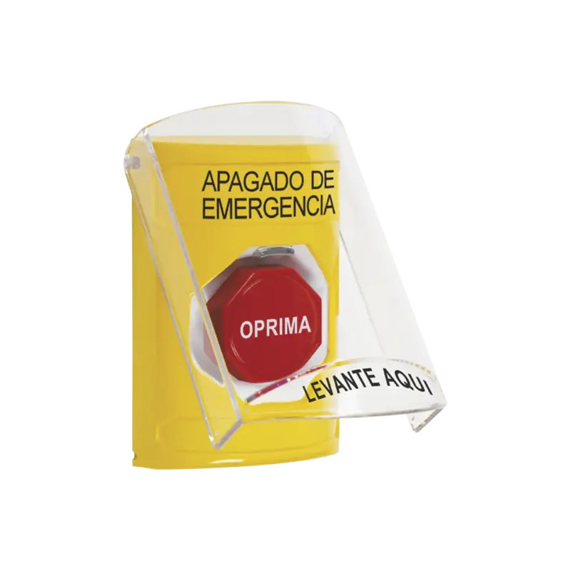 Botón de Apagado de Emergencia, Texto en Espa Botón de Apagado de Emergencia, Texto en Espa